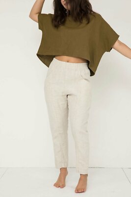 ELIZABETH SUZANN Clyde Work Pant Tapered Ankle Length Midweight Linen Flax  sz 6 | eBay