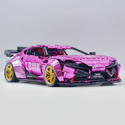 CADA Technic Toyota GR Supra, Custom Race Car Model Building Kit, 1:8,Macho pink