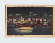 Postcard Kalakala Leaving Seattle Harbor On Moonlight Cruise Washington USA