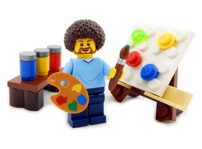 NEW LEGO ''PUBLIC T.V. ARTIST'' MINIFIG afro figure minifigure paint painter