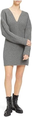 THEORY Women's Gray Wool Cashmere V-Neck Sculpted Knit Sweater Dress Size M  $475 | eBay