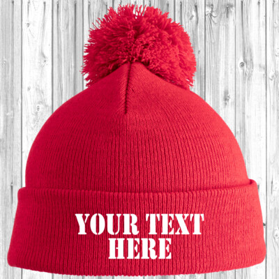 Personalised Junior Pom Pom Beanie Bobble Hat With Name