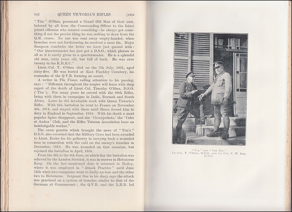 Keeson The HISTORY & RECORDS of QUEEN VICTORIA'S RIFLES 1792-1922 Ypres Somme &c