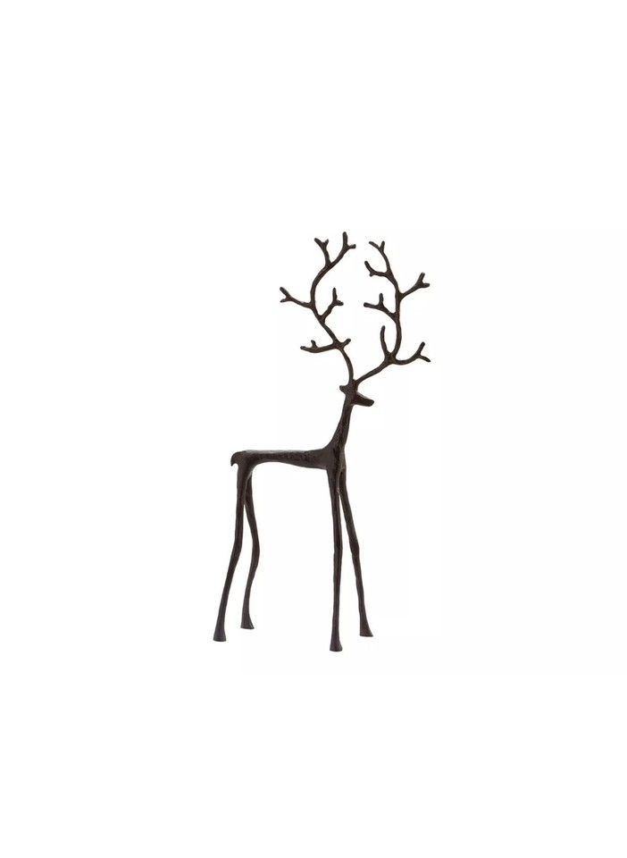 Pottery Barn Bronze Sculpted Reindeer – Small 8-Inch Christmas Figurine (New In Box)