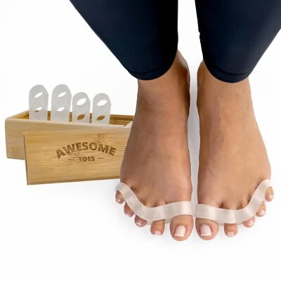 YOGA TRAPEZE Awesome Toes Spacers - Natural Toe Spreaders & Separators - 2 Pairs