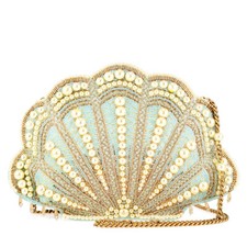 Mary Frances Seaside Luxury Pearl and Beaded Shell Crossbody Handbag