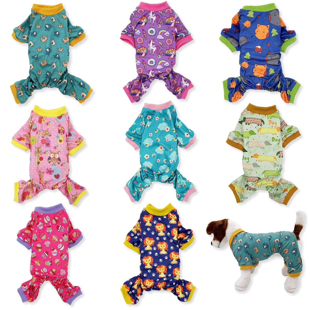 Dog Pajamas Jumpsuit COTTON Blend Soft Cute Pet Clothes Small