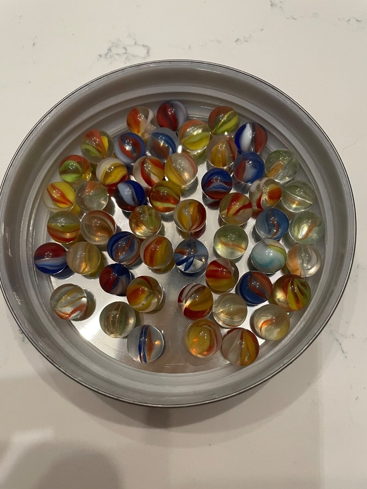 50-Piece 12mm Peewee Cat's Eye Marbles in Tri-Color Glass for Play and Collecting