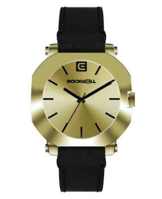 Neu IN Box Rockwell Apex Gold/Schwarz/Schwarz Leder Armbanduhr Limitierte