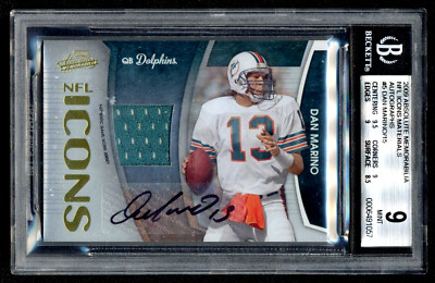 Dan Marino 2009 Absolute BGS 9 AUTO 10 Game Used JERSEY MATCH Autograph #13/15