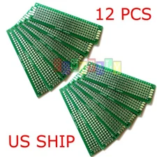 12pcs 2x8 cm Double Side DIY Prototype Circuit Breadboard PCB Universal Board(G)