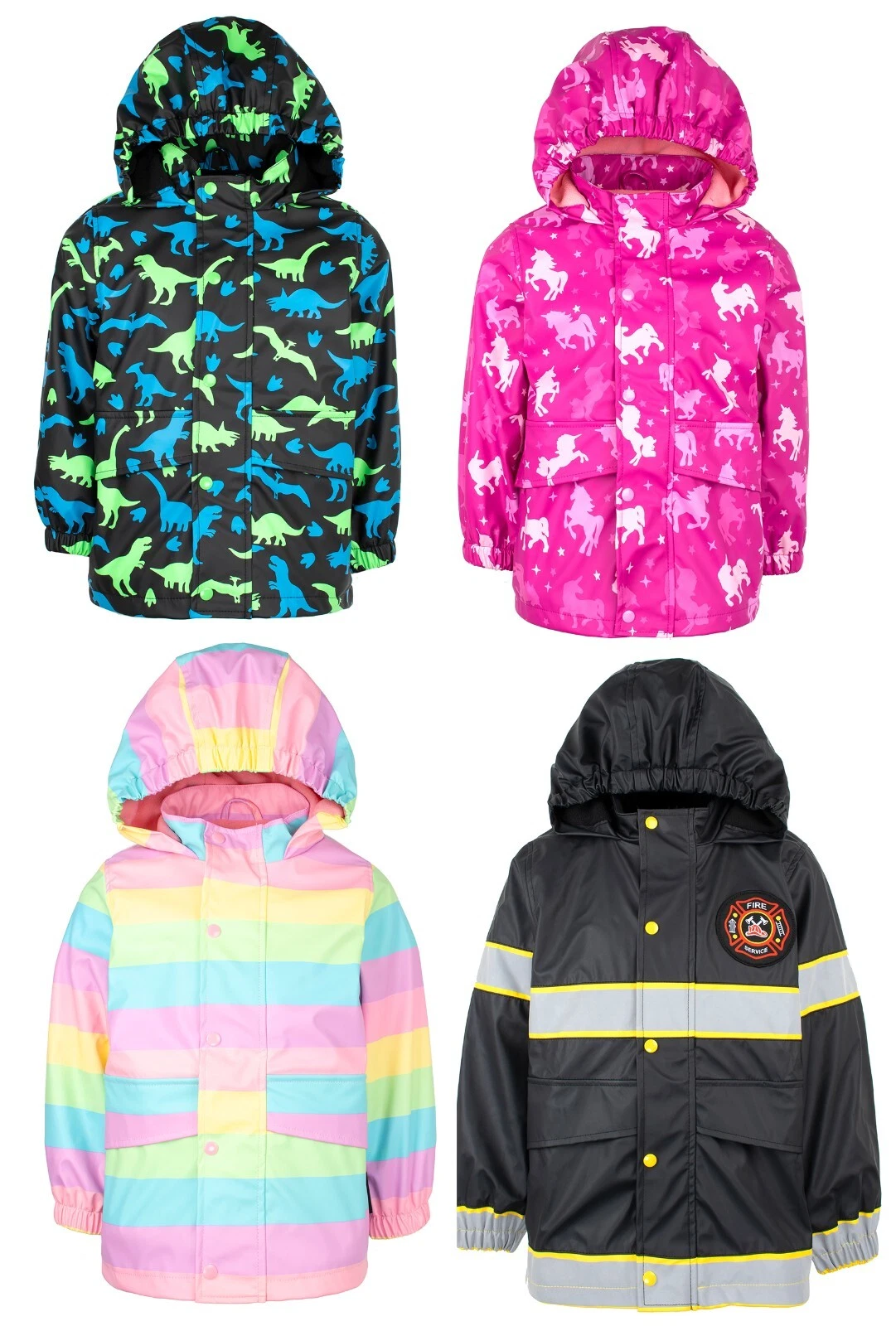 Kids Raincoat for Boys and Girls Waterproof Jacket Age 2-8 Years Fleece Lining