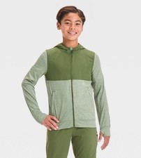 NWT All in Motion sz L 10/12 Boys Olive Green Soft Stretch Full Zip Jacket 2654
