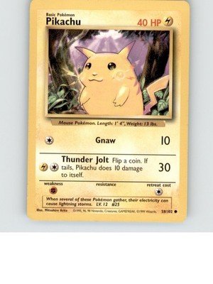 Pikachu 058/102 Common,Iconic Base Set Lightly played b2-231