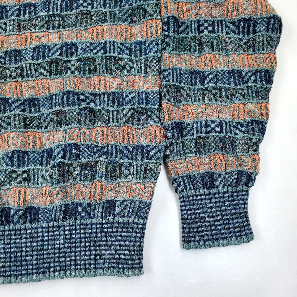 Vtg Tricots St Raphael Sweater XL Acrylic Wool Blend 80s 90s Striped Textured 3D - Image 3 of 4