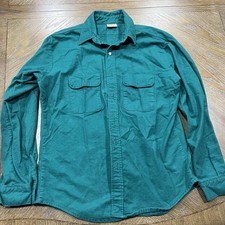 Vtg Five Brother Shirt Mens Large Green Chamois Flannel Long Sleeve Outdoor USA