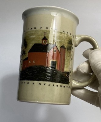 VNTG 5  Tall Coffee Mug 14 Oz ~Red Barn & Silo American Folk Art Warren Kimble