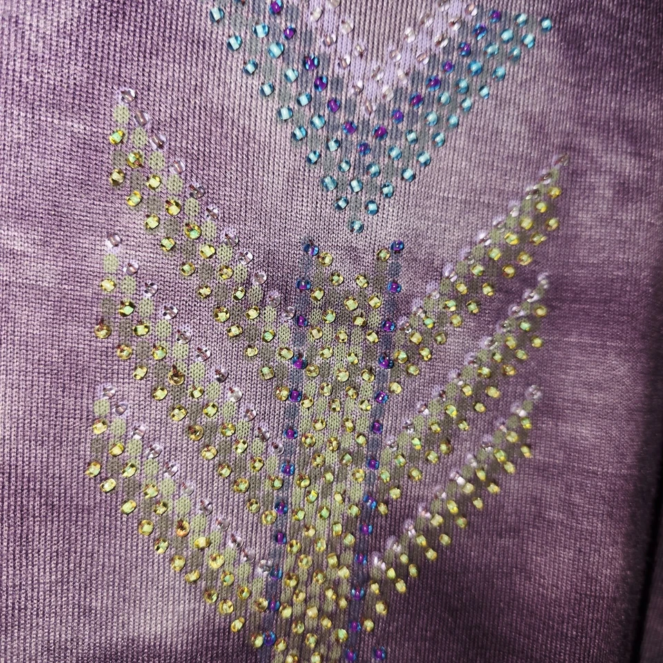 DOUBLE D RANCH Sz L фиолетовый галстук краситель длинным рукавом Western богемное рубашка блузка или топ - Изображение 3 из 4