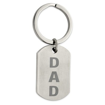 The Black Bow Brushed DAD Dog Tag Key Chain in Stainless Steel