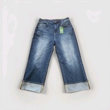 NWT Halara Flex High Waisted Pockets Rolled Hem Wide Leg Jeans XL