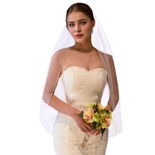 Wedding Veil for Bride 1 Tier Bridal Veil with Pearls and Crystals Beaded