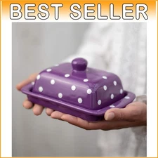 Artisan Purple Polka Dot Butter Storage Dish - Perfect Gift for Kitchen Lovers