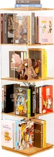Rotating Bookshelf, 360 Degree Revolving Bookcase, 4-Tier Spinning Bookshelf, Cl