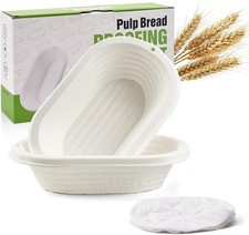 2er Set ovale G&auml;rk&ouml;rbe aus Pulp &ndash; Leinen-Einlagen f&uuml;r Sauerteigbrot