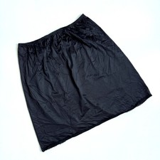 Vintage Vanity Fair Black Nylon 20" Half Slip Skirt Lace Slit Elastic M USA Made