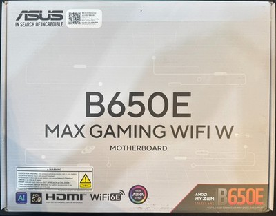 ASUS B650E MAX Gaming WiFi W AMD B650 AM5 White DDR5 Wi-Fi 6E ATX Motherboard