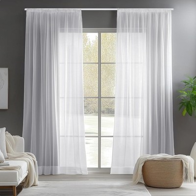 Voile Gardinen Weiß 245x140 cm 2er-Set Kräuselband Wohnzimmer Dekor