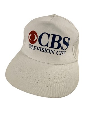 Vintage CBS Television City Snapback Hat White TV Network Promo Cap USA