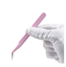 2 PCS Eyelash Extension Tweezers Straight Curved Stainless Steel Set