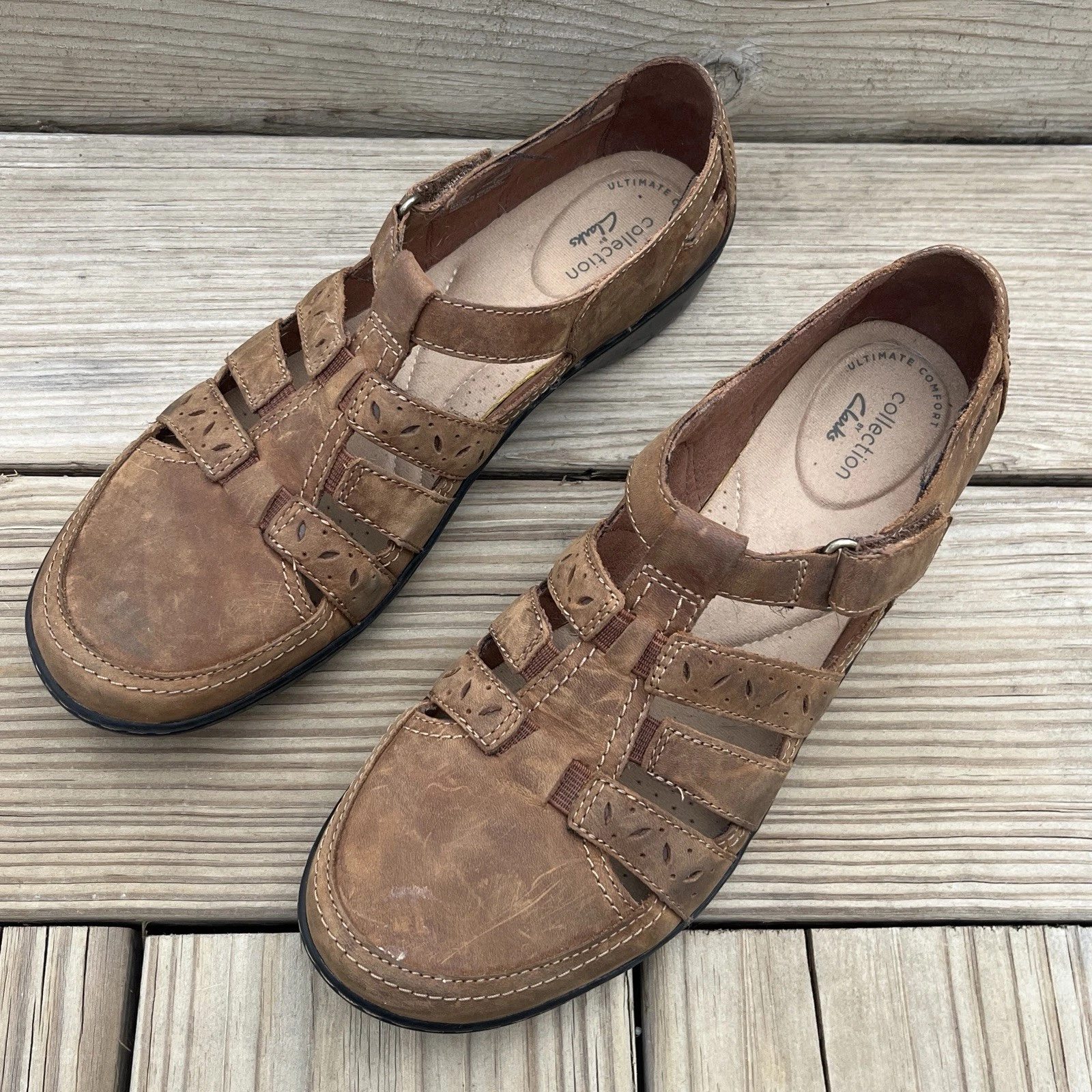 Clarks Collection Cora River Sandalo Pescatore Pelle Invecchiato Marrone Marrone Marrone 8 5