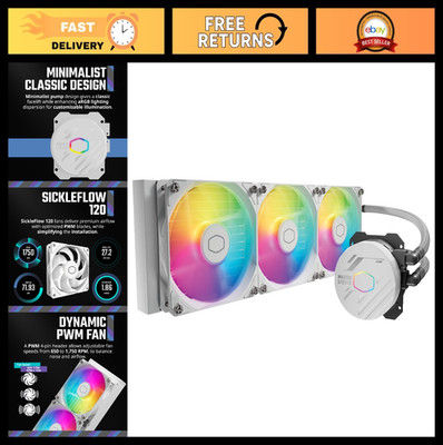 360mm AIO Liquid CPU Cooler - 3x ARGB Fans, Dual-Chamber Pump, Quiet, AMD/Intel