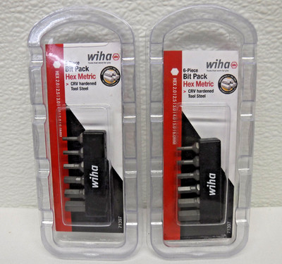 2 NEW packs Wiha 6-pc Insert Bit Sets, Hex Metric 2.0  2.5  3.0  4.0  5.0  6.0MM