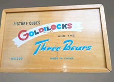 Vintage Children's Blocks GOLDILOCKS  The THREE BEARS Puzzle Box - 6 pictures