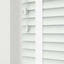 MADE TO MEASURE FAUX WOOD 50MM VENETIAN BLINDS SLATS TAPE GREY WHITE