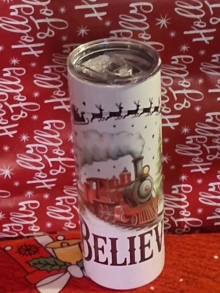 Taza de viaje de café/bebidas de acero inoxidable diseño navideño usada Foto 3 de 3