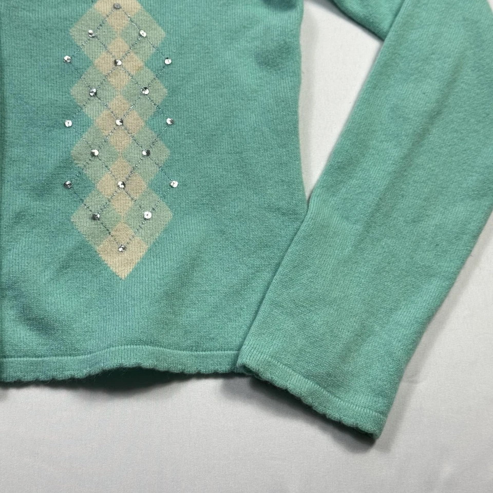 Женский свитер Grayson & Dunn средний кашемировый кардиган жемчуг стразы аргайл - Изображение 3 из 4