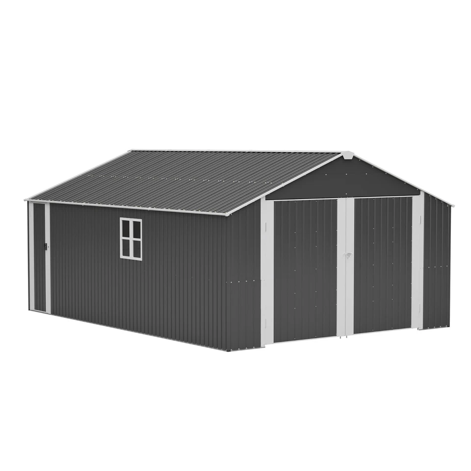 12x20FT Heavy Duty Metal Storage Shed Garden Tool Shed Car Shelter w/Door Window - Image 4 of 4