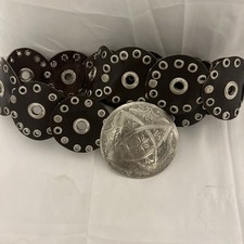 Womens Leather Concha Belt Floral Metal Western Boho