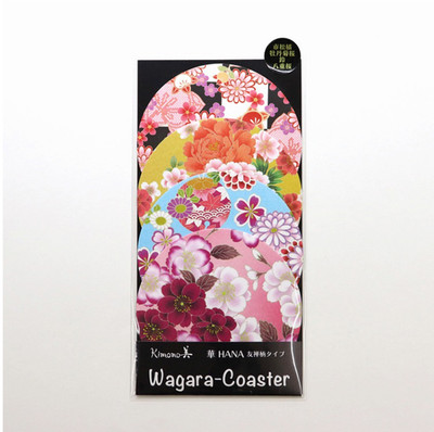 Washi Paper Coasters Gold Foil Kimono Pattern Made in Japan 4pcs/pack Yuinou Set