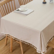 Trudelve Rectangular Tablecloth 55X86 Beige Striped Table Cloths Rectangle