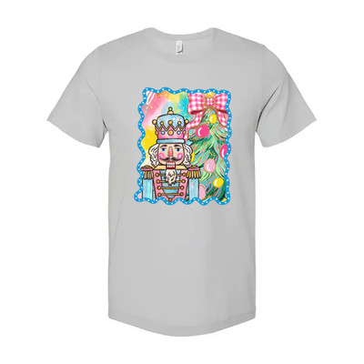 Colorful Unisex Nutcracker And Christmas Tree Graphic T Shirt For Holiday Festiv