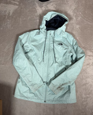 The North Face Women s Full Zip Jacket Light Blue Solid Logo Hooded Long M