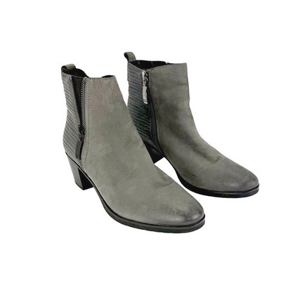 Gerry Weber / Josef Siebel Gray Black Ankle Boots Size 38 EU US 7.5 Chunky Heel
