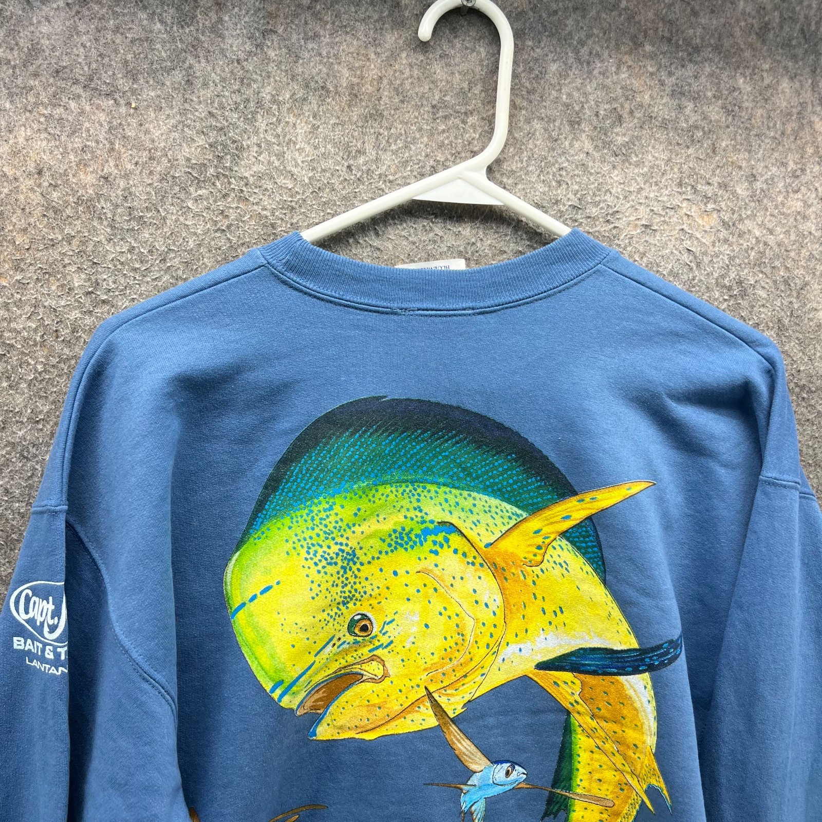 Guy Harvey Sweatshirt Men Medium Blue Bluewater Cotton Blend Pullover Crewneck