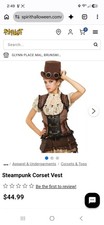 Spirit Halloween Steampunk Corset Vest Brown Black Lace-Up Victorian Gothic...