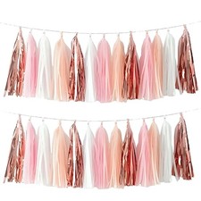 20 Pcs Tassel Garland, Boho Party Decor, Bridal Shower Wedding, Pink